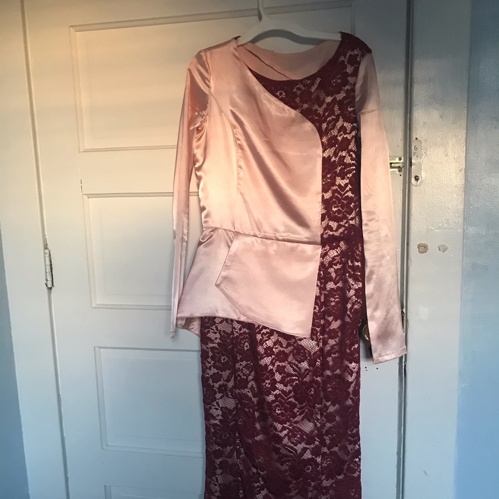 Maroon and pink self designed dress worn ONLY 1